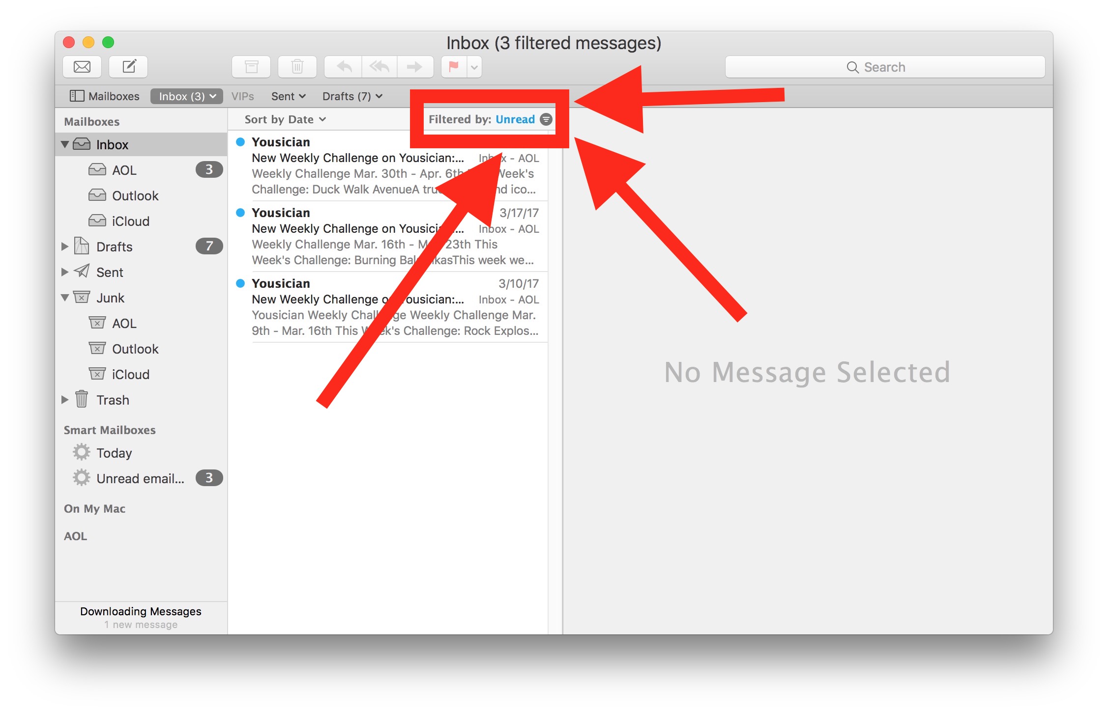 outlook for mac create unread folder